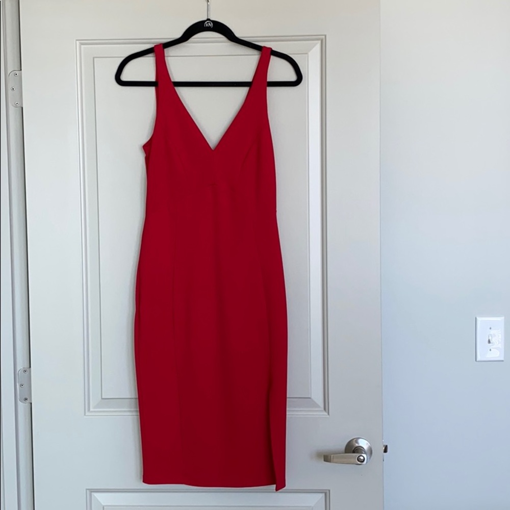 Lulus red midi body con dress